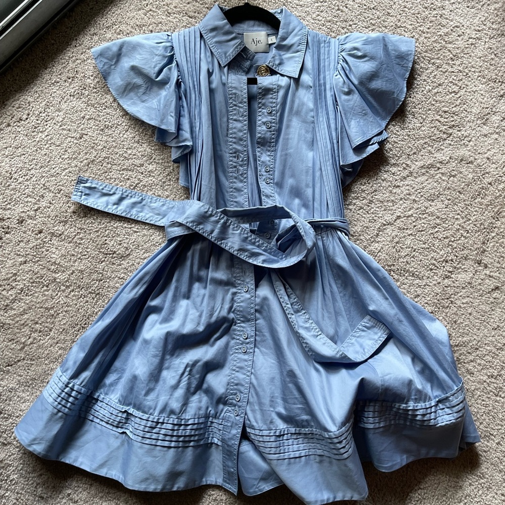 Aje Blue Ruffle Dress